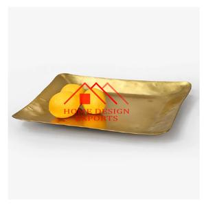 Plateau de service en métal en forme d'écuyer plaqué or pour la maison, l'hôtel et le restaurant Accessoires de service en métal - Product Image 1