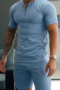 Conjunto Deportivo de Verano Personalizado de Dos Piezas para Hombre, Pantalones Cortos con Camiseta, Diseño Sólido, Ropa de Playa, Servicio OEM, Estilo Casual - Product Image 2