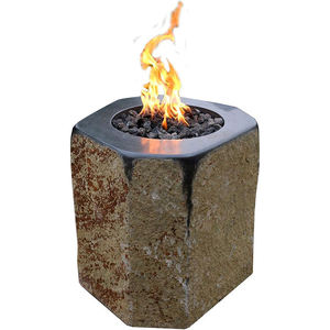 Colonne de foyer extérieur en pierre avec combustible bioéthanol, style rustique, chauffage de terrasse autoportant - Product Image 5