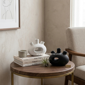 Premium <b>Mini</b> Akosada Terracotta Ceramic Art Deco Handmade Tabletop Vase for Home Decor Living Room Display - Product Image 3