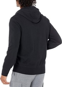 Sweat-shirt à capuche zippé pour homme, noir uni, coupe classique, décontracté, pour l'automne, 100% coton, tissu polaire, séchage rapide, poches, respirant - Product Image 3