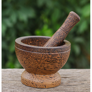 Mortero y Pilón de Madera Maciza, Herramienta de Cocina Manual Ecológica para Moler Hierbas y Especias, Molinillo de Especias Tradicional 116 - Product Image 3