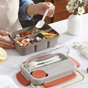 Lonchera de Plástico de Alta Capacidad con 4 Compartimentos Sellados, Libre de BPA, Apta para Microondas, Estilo Japonés, para Almacenamiento de Alimentos para Estudiantes y Adultos - Product Image 2