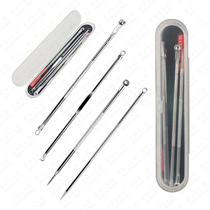 OEM Customized 4 Pcs Stainless Steel Acne Removal <b>Tool</b> Set Blackhead Comedone Extractor Kit with Case Wholesale Supply - Product Image 6