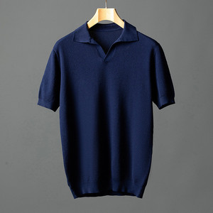 Polo de hombre 100% algodón, de secado rápido, transpirable, cuello en V, de alta calidad, liso, informal, para negocios, para usar en verano. - Product Image 3