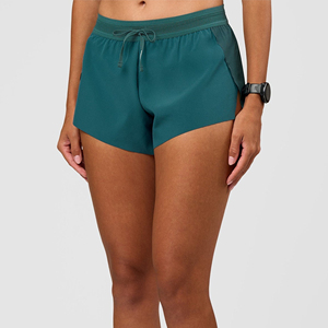 Teal Elastic Waist <b>Women's</b> Running <b>Shorts</b> Solid Color Breathable Mesh Quick Dry Spandex/Nylon Workout Gym Wear <b>Short</b> Length - Product Image 4