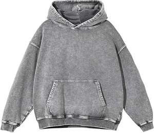 Vornex Industry 450g Heavyweight 100% Cotton <b>Oversized</b> <b>Long</b> Knitted <b>Hoodie</b> Custom Branding Drop Shoulder Acid Washed Mens <b>Hoodie</b> - Product Image 1