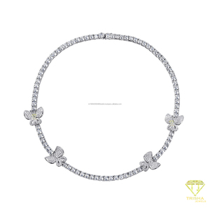 Collier élégant en argent sterling 925 avec diamants de laboratoire sertis à griffes, style tennis, bijoux fins - Product Image 6
