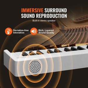 Piano Plegable de 88 Teclas Portátil con Bluetooth, Teclado MIDI Blanco, Diseño Plegable - Product Image 5