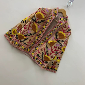 Hot Selling Trendy Product Suzani Velvet Embroidered Jacket Short Button <b>Coat</b> Winter Boho Bomber Jacket Wholesale Factory Price - Product Image 1