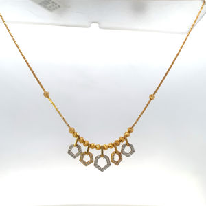 Chaîne en or 22 carats, pendentif géométrique moderne en or, bijoux de mariage indiens traditionnels, délicats - Product Image 6