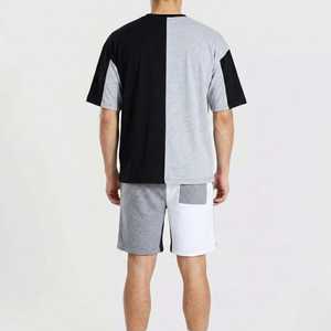 Conjunto Deportivo Unisex para Hombre, Transpirable, 100% Algodón, Paneles en Contraste, Estilo Casual de Verano, Dos Piezas, Camiseta y Pantalones Cortos, Corte Holgado, Ropa Urbana - Product Image 6