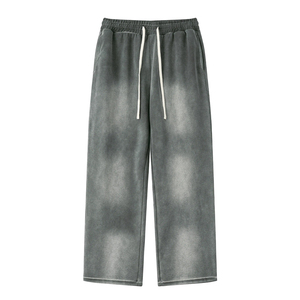 Pantalones Deportivos Personalizados con Logotipo, Estilo Urbano, para Hombre, de Algodón Grueso, Lavado Ácido Vintage, Anchos, Holgados, con Rayas - Product Image 2