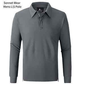 Polo homme uni à manches longues - Product Image 2