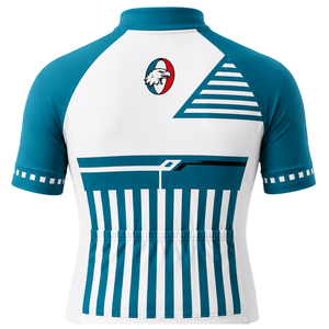 Teal <b>White</b> Short Sleeve <b>Cycling</b> <b>Jersey</b> Full Zip Breathable Quick Dry Bicycle Shirt Lightweight Road Racing Sports Apparel - Product Image 2