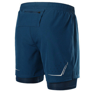 Pantalones Cortos Deportivos de Color Sólido para Hombre, Cintura Elástica, Secado Rápido, Tejido de Poliéster, Ajuste Atlético, Cintura Media, con Bolsillos - Product Image 3