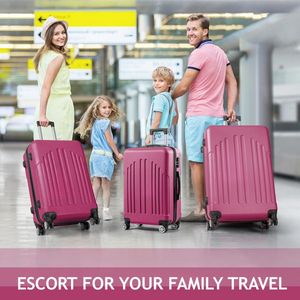 FCH Curved Vertical Stripe 3-in-1 Trolley Case Smoky Purple Versatile Luggage Set - Product Image 2