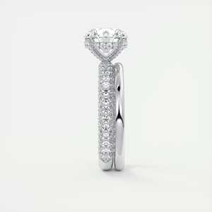 Bague de fiançailles solitaire triple pavé faite à la main avec diamant rond de 2,80 carats cultivé en laboratoire en or blanc 14 carats - Product Image 5