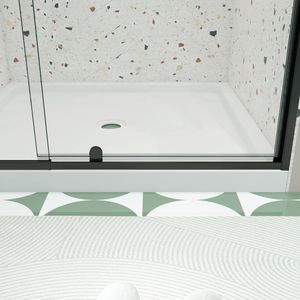 Porta Doccia Scorrevole in Vetro Temperato SGCC da 32-36 Pollici di Larghezza x 72 Pollici di Altezza, con Telaio Nero Opaco e Design Elegante - Product Image 4