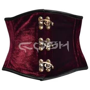 Corsé Vintage Personalizado de Terciopelo Borgoña, Corsé Ajustable con Cierres Frontales para Fiestas y Cosplay - Product Image 1
