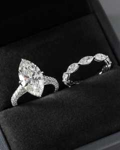 925 <b>Silver</b> Platinum Plated Luxury Moissanite Engagement <b>Ring</b> <b>Emerald</b> Cut Bar Setting IGI Certified Unisex Wedding Band Gift - Product Image 2