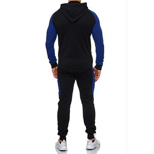 Ensemble de survêtement à capuche pour homme, noir uni, 100% coton, design 2 en 1, sweat-shirt long, poches latérales, respirant, style sportif d'hiver - Product Image 5