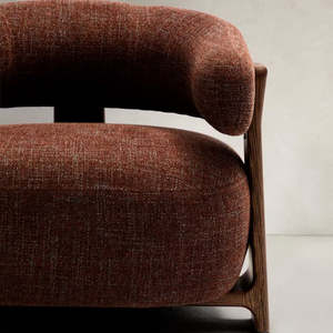 Chaise longue moderne du milieu du siècle d'inspiration américaine à arc tranquille chaise de salon contemporaine à base fixe avec cadre en bois massif - Product Image 3