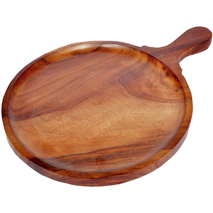Plateau rond en bois artisanal pour servir la pizza, pour la maison, la cuisine, le restaurant, planche à découper en bois, article de cuisine - Product Image 1