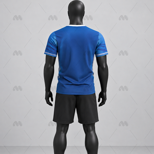 Maillot de football pour homme adulte, bleu dégradé, manches courtes, respirant, coupe athlétique, 100% polyester, col rond, imprimé numérique - Product Image 3