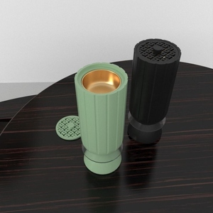 Ensemble de brûleurs d'encens modernes en vert sauge et noir, avec des coupelles intérieures dorées, design élégant, parfait pour les espaces contemporains - Product Image 5