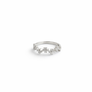 Namivaa Floral <b>Cluster</b> Cubic Zirconia Band Ring for Women Vintage Curved Stackable Wedding Party Gift - Product Image 1