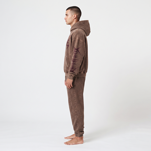 Custom Men's Acid Wash Hoodie <b>Jogger</b> <b>Set</b> Loose Fit Winter Tracksuit Vintage Urban Streetwear Two Piece Outfit For Men's - Product Image 3