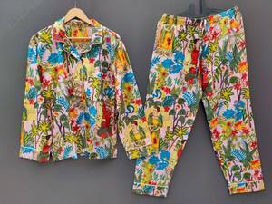 Conjunto de Pijama Coordinado con Estampado Animal para Mujer de Naaz Textile, Ropa de Dormir Informal de Verano, Suave y Transpirable, 100% Algodón, Camisón hasta la Rodilla - Product Image 5