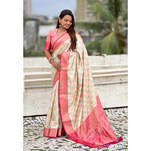 Sari Patola Bandhani en Soie Zari Tissée Douce Elite Weaves avec Tissages Contrastés, Élégant pour Soirée, 600g, Séchage Rapide, Protection Solaire - Product Image 6