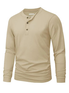 Camiseta Henley de Algodón para Hombre, Manga Larga, Cierre Frontal, Estilo Casual, Vintage, para Otoño y Primavera - Product Image 6