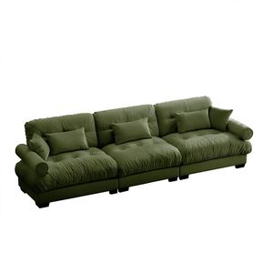 Modern 3-Seat Extra Large Velvet <b>Sofa</b> Oversize Cloud-Like Comfort with Waist Pillows & <b>Support</b> for Living Room - Product Image 5