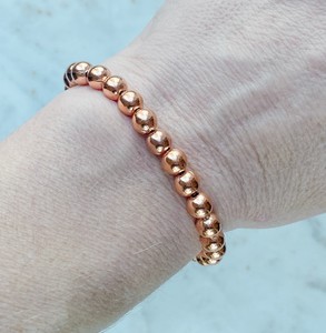 <b>Copper</b> Bead Bracelet Stackable Bracelet Layered Jewelry Stretch Bracelet Handmade Jewelry <b>Copper</b> Ball Beads Elegant Fashion - Product Image 3