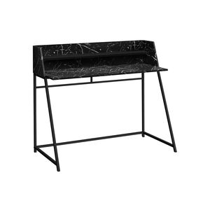 Scrivania Moderna per Ufficio Domestico da 48 Pollici con Laminato Effetto Marmo Nero, Struttura in Metallo Nero e Ripiani Porta Laptop, Design Contemporaneo - Product Image 2