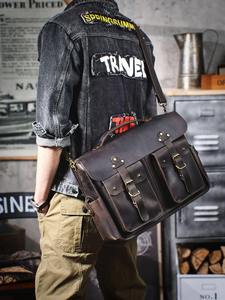 Porte-documents vintage en cuir véritable pour homme - Sac à main d'affaires pour le bureau, sac à bandoulière pour usage quotidien LLB-0389 - Product Image 6