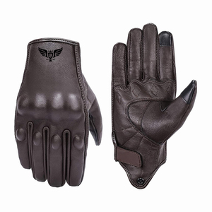 Guantes de Motocicleta de Cuero Marrón Vintage, con Pantalla Táctil, Térmicos y de Protección - Product Image 1
