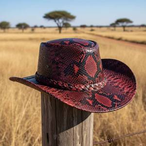 Sombrero Vaquero con Estampado de Serpiente, Bordado a Mano, Ajustable, para las Cuatro Estaciones, Unisex, para Viajes, Pesca, Aventura, Cuero de Primera Calidad - Product Image 4