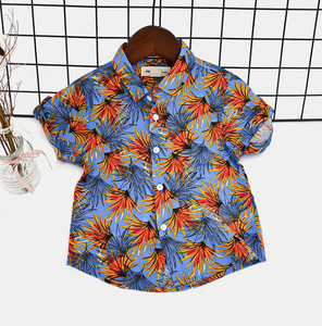 เสื้อเชิ้ตแขนสั้นสำหรับเด็กผู้ชาย สไตล์ฮาวายแบบลำลอง ผ้าทอ ทรงปกติ ปกเสื้อติดกระดุมเดี่ยว - Product Image 6