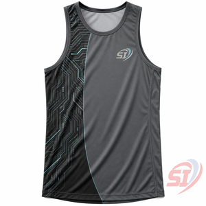 Technical Print <b>Men</b>’s Sports Tank Top Breathable Performance Training <b>Singlet</b> - Product Image 1