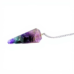 Péndulo de amatista pulida de moda con cadena de plata, el mejor estilo Feng Shui, piedra artesanal para equilibrar chakras - Product Image 5