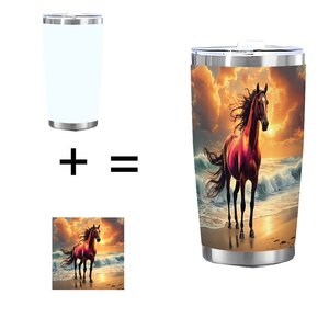 20oz Stainless Steel Tumbler Custom Sublimation Horse Beach Design Drinkware <b>Cup</b> - Product Image 1