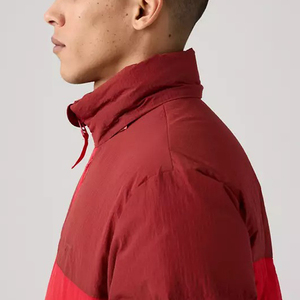 Blouson matelassé long à capuche pour homme, coupe-vent, décontracté, avec blocs de couleur unie, fermeture éclair, rembourrage standard en polyester, fini. - Product Image 2