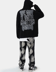 เสื้อฮู้ดดี้โอเวอร์ไซส์ลายกราฟิกประดับเพชรแบบพรีเมียม ดีไซน์กระเป๋าหน้า แฟชั่นลำลองสำหรับทุกเพศ เหมาะสำหรับใส่ในฤดูใบไม้ร่วง - Product Image 4