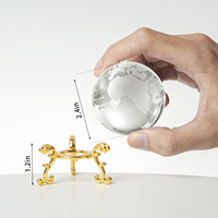 Globe terrestre de 60 mm, boule de cristal en verre, presse-papier, boule de méditation de guérison avec support doré pour cadeau créatif