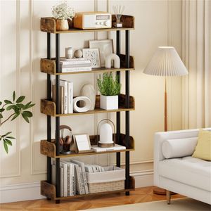 Libreria Aperta a 5 Ripiani Marrone Rustico con Gambe Rialzate per Ufficio Domestico - Product Image 5