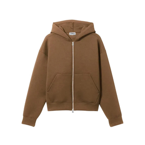 Men's Brown Hooded <b>Zip</b>-Up Sweatshirt Regular Fit Knitted Casual Autumn Solid Color <b>Full</b> <b>Zip</b> <b>Hoodie</b> - Product Image 3